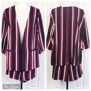 NWT Torrid 2 PC Black Hot Pink Stripe Blazer & Shorts Suit Set 18